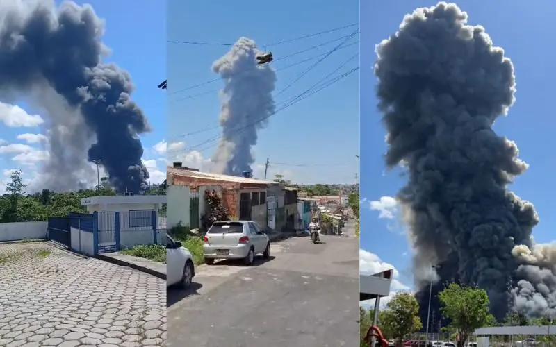 Incêndio de grandes proporções na zona leste de Manaus atingiu quatro fábricas