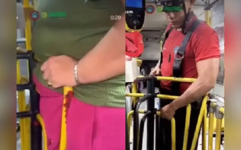 Mulher fica entalada na catraca de busão em Manaus