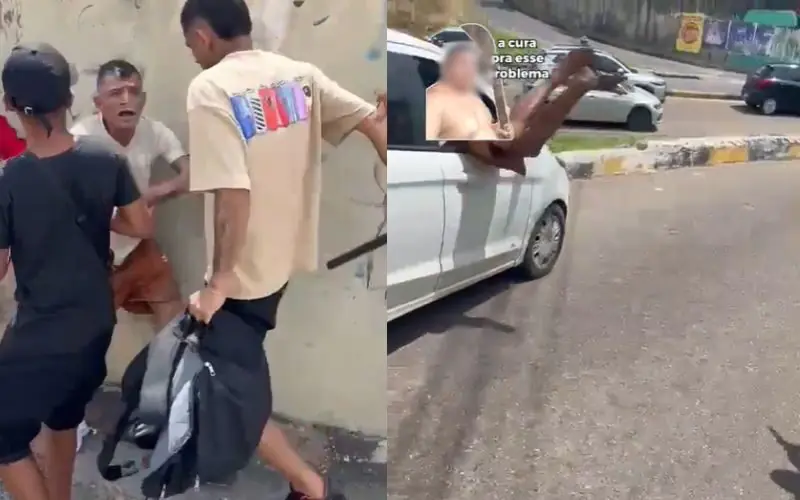 Ladrão pula em carro em movimento para fugir de agressão no Alvorada