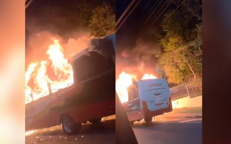 Incêndio destrói ônibus na Avenida Rodrigo Otávio