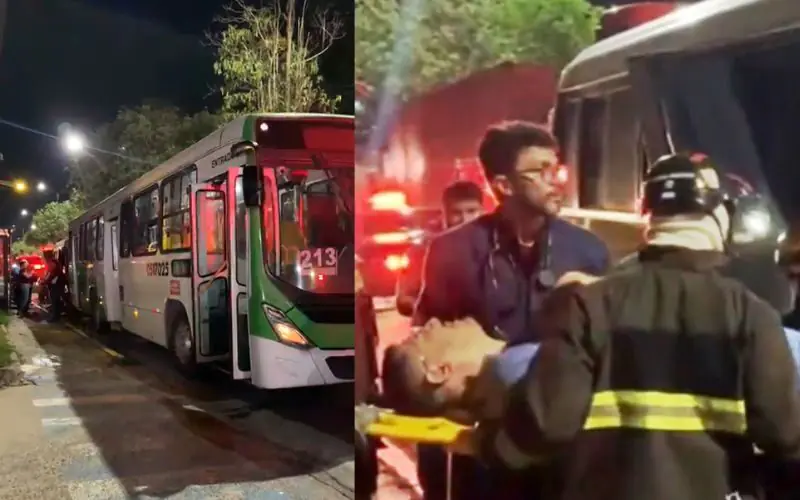 Acidente entre micro e busão deixa 9 feridos na Av. Rodrigo Otávio