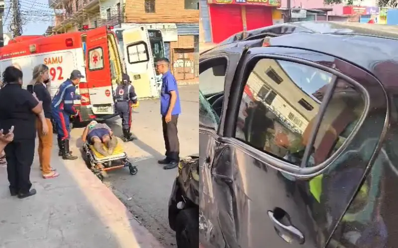 Motorista fica ferido após carro colidir com ônibus no Tarumã