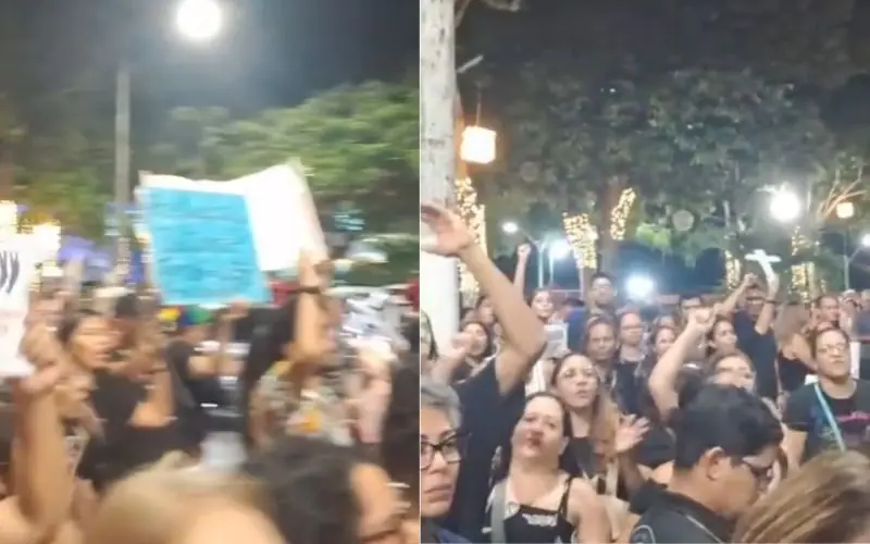 Protesto na Ponta Negra reúne servidores contra mudanças na Previdência