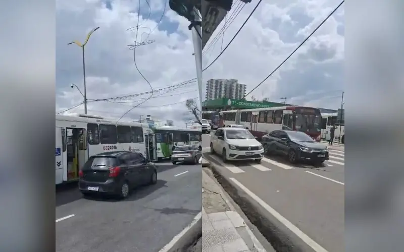 Motoristas e cobradores param ônibus no Centro de Manaus