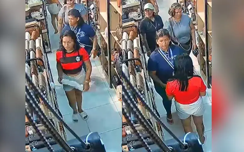 Quadrilha enche a sacola com bolsas furtadas em loja de Manaus