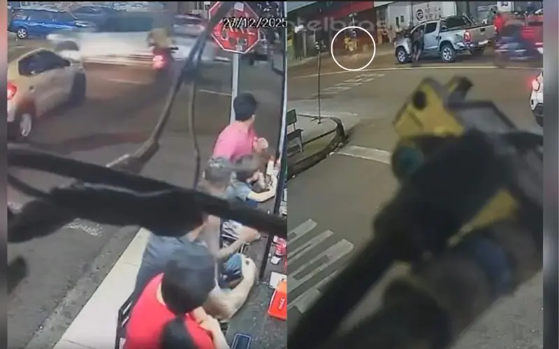 Assaltante em fuga causa acidente e escapa ferido no Alvorada