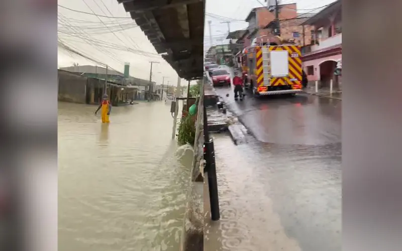 Chuva deixa ônibus preso no bairro Armando Mendes