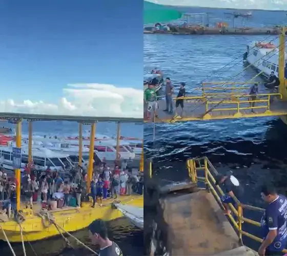 Passarela cede na Balsa Amarela e deixa passageiros ilhados