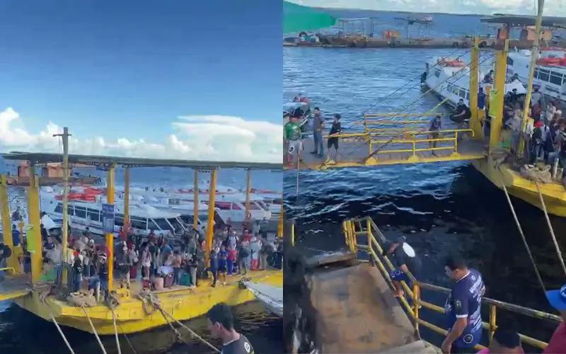 Passarela cede na Balsa Amarela e deixa passageiros ilhados