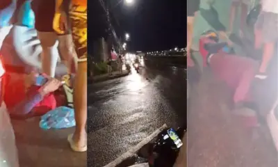 Óleo na pista provoca sequência de quedas na Avenida 7 de Maio