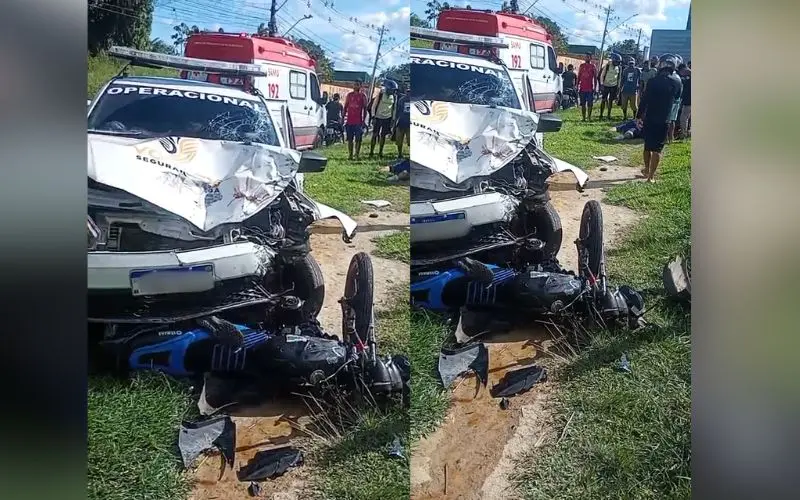 Acidente entre moto e carro deixa homem ferido no Puraquequara