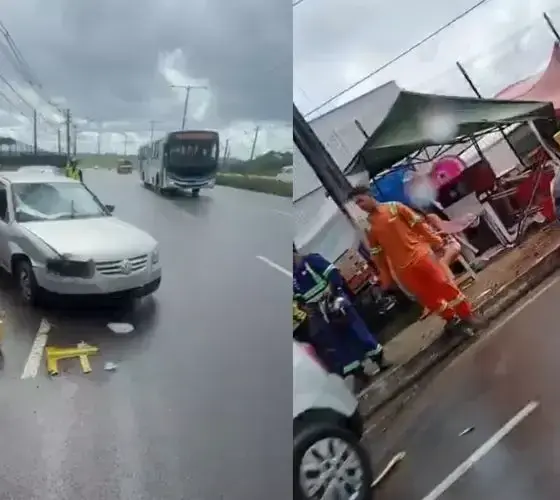 Carro invade barraca na Avenida do Turismo e deixa 5 feridos