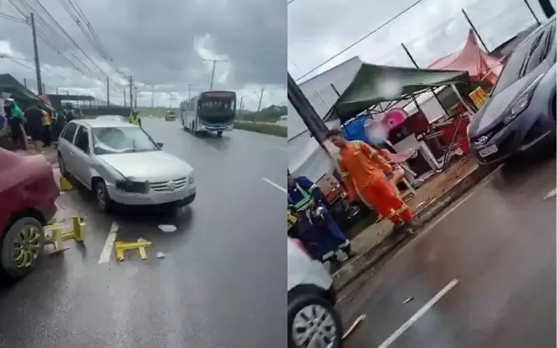 Carro invade barraca na Avenida do Turismo e deixa 5 feridos