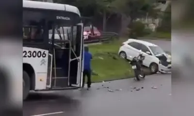 Acidente entre ônibus e carro por app deixa feridos na Max Teixeira