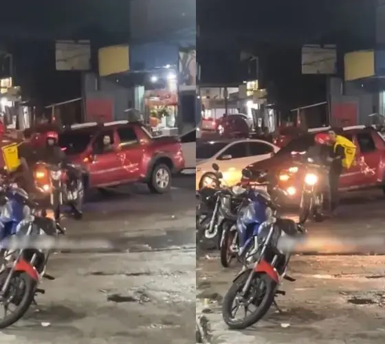 Dupla disfarçada de entregadores atiram em carro durante fuga