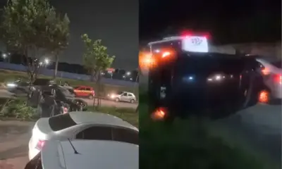 Carro capota após colisão na Avenida das Torres