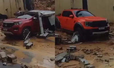 Chuva forte derruba muro e atinge veículos no bairro Cidade Nova