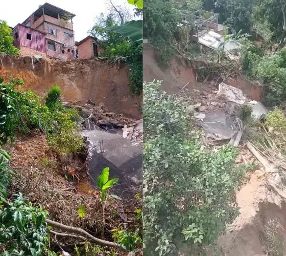 Casa desaba e assusta moradores no bairro Mauazinho