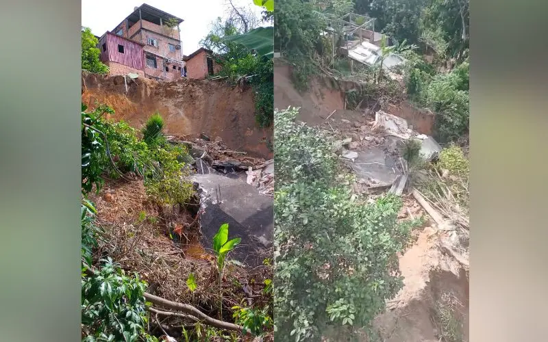 Casa desaba e assusta moradores no bairro Mauazinho