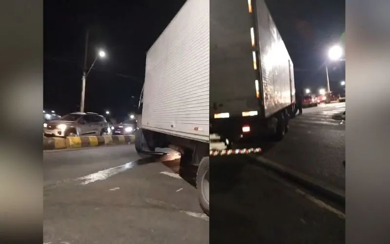 Caminhão com pane mecânica gera congestionamento na Av. das Torres