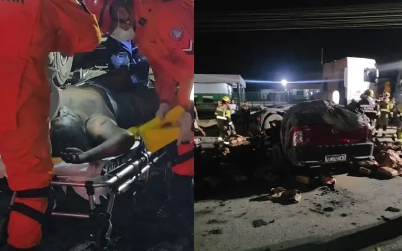 Acidente entre caminhão e Strada deixa três feridos na AM-010