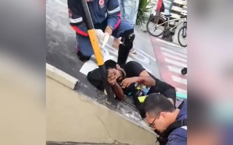 Seguranças qubram braços de pedinte na Av. Professor Nilton Lins