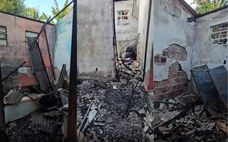 Grávida e três crianças escapam de incêndio que destruiu casa no Cidade de Deus