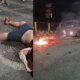 Motociclista sofre grave acidente e moto pega fogo no Japiim