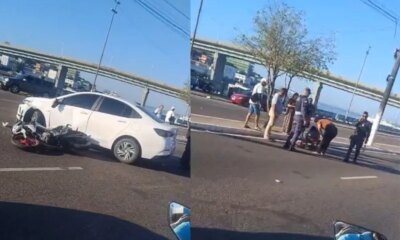 Motociclista fratura a perna em acidente no Centro de Manaus