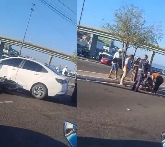 Motociclista fratura a perna em acidente no Centro de Manaus