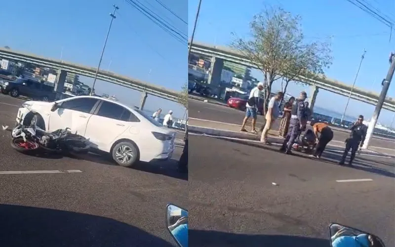 Motociclista fratura a perna em acidente no Centro de Manaus