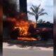 Picape pega fogo durante trajeto na Avenida Cosme Ferreira