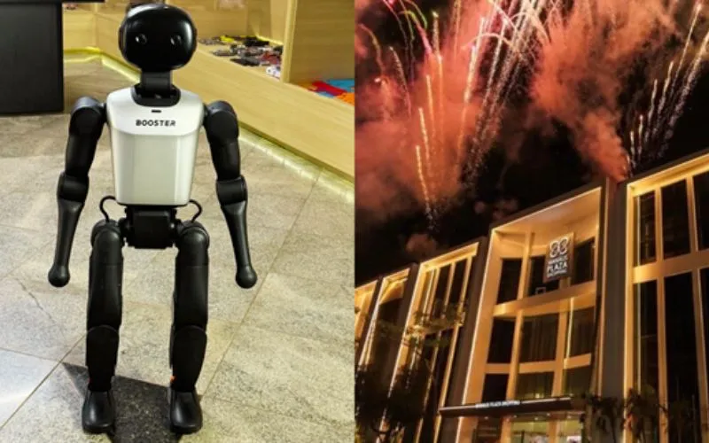 Robô humanoide interage com visitantes no Manaus Plaza Shopping