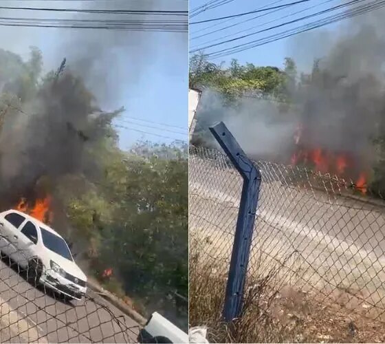 Incêndio atinge área de vegetação no Distrito Industrial