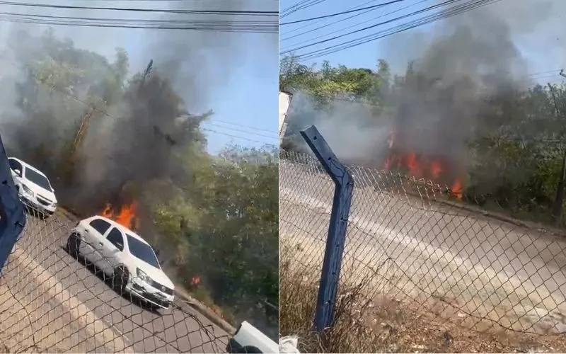 Incêndio atinge área de vegetação no Distrito Industrial