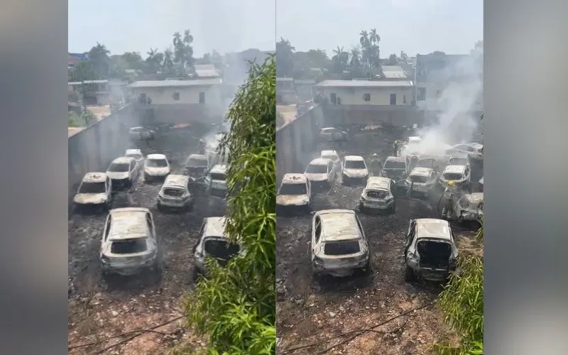 Incêndio destrói 30 carros em galpão de locadora no Novo Aleixo