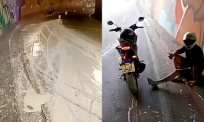 Motociclista derrapa em tinta na pista e sofre acidente em Manaus