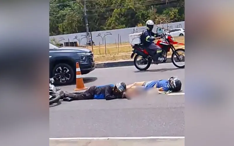Mulher tem a perna esmagada por carreta na avenida das Torres
