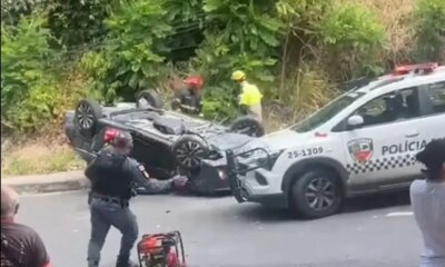 Motorista fica ferido após colisão e capotamento em Flores, em Manaus