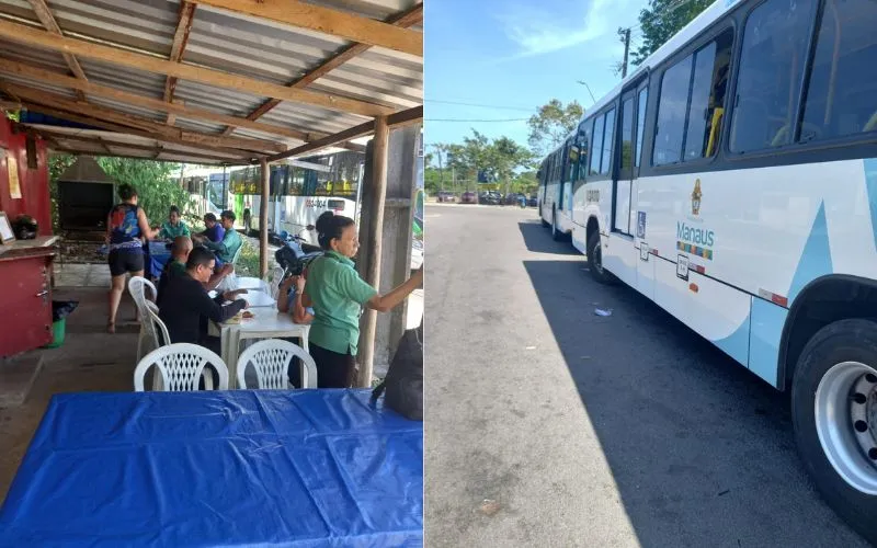 Rodoviários fazem paralisação e afetam ônibus do transporte público de Manaus