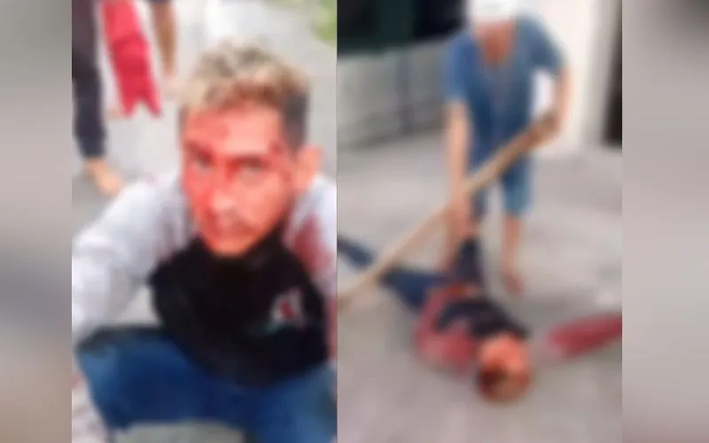 Assaltante esfaqueia vítima e moradores quebram seus braços em Manaus