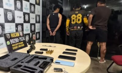 Trio especialista no golpe do ‘chapolim’ é encurralado pela polícia com pistola furtada e munições em Manaus