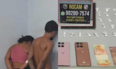 “Casal do tráfico” tenta fugir da Rocam e acaba preso com 119 porções de dr0gas