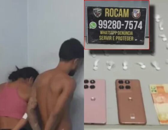 “Casal do tráfico” tenta fugir da Rocam e acaba preso com 119 porções de dr0gas