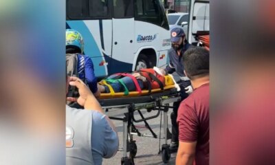 Acidente entre moto e carreta deixa passageira ferida no Coroado