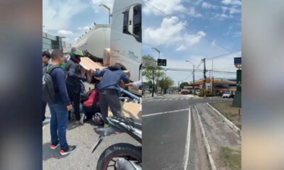 Motociclista sofre fratura exposta após acidente na Rodrigo Otávio