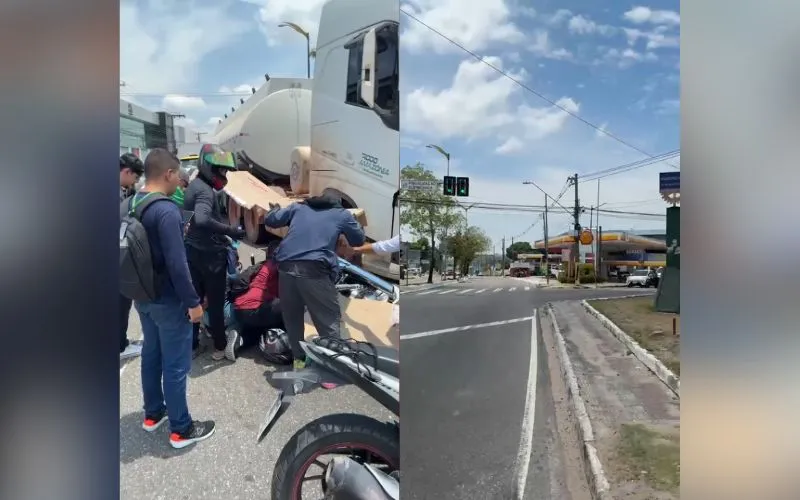 Motociclista sofre fratura exposta após acidente na Rodrigo Otávio